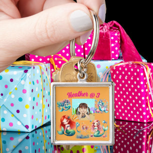 Mermaid Photo Personalized Keychain Birthday Favou