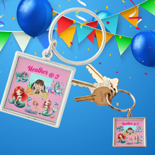 Mermaid Photo Personalized Keychain Birthday Favou