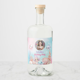 Mermaid Photo under the sea birthday Liquor Bottle Label