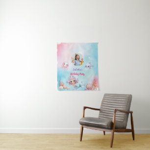 Mermaid Photo under the sea birthday Tapestry