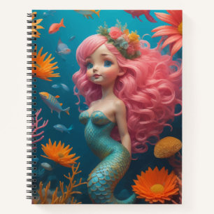 Mermaid Pink Cute Notebook