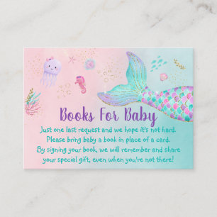 Mermaid Pink Gold Under The Sea Baby Book Request  Enclosure Card