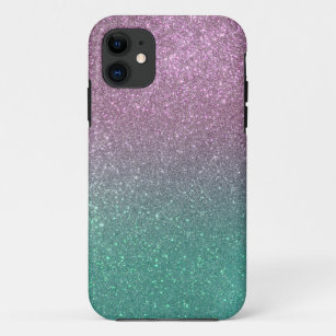 Mermaid Pink Green Sparkly Glitter Ombre Case-Mate iPhone Case