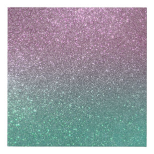 Mermaid Pink Green Sparkly Glitter Ombre Faux Canvas Print