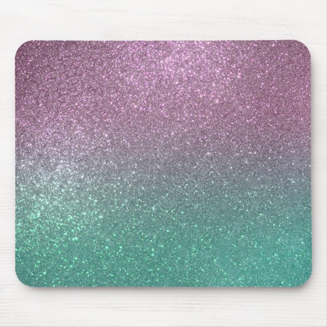 Mermaid Pink Green Sparkly Glitter Ombre Mouse Pad (Front)