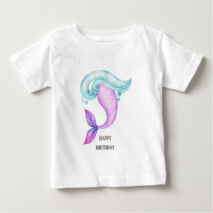 Mermaid pink purple blue birthday party baby T-Shirt