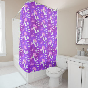 Mermaid Pink Purple Ocean Fish Crab Pattern