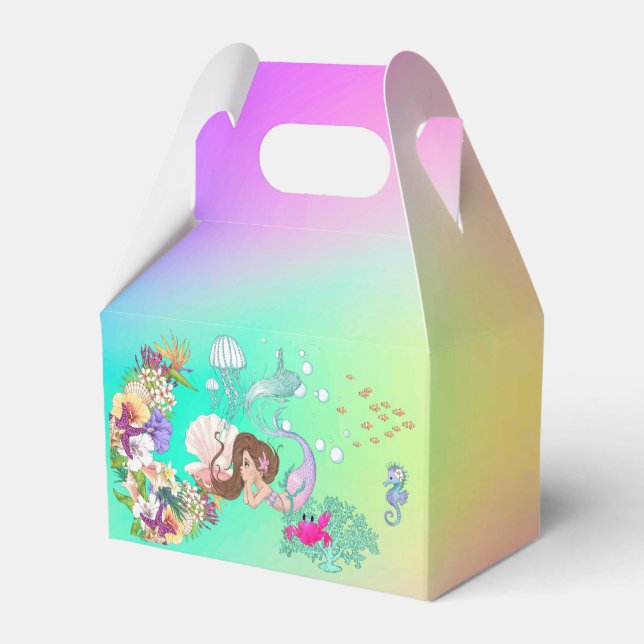 Mermaid Pink Starfish Pink Cute  Favor Box (Back Side)