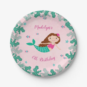 Mermaid Pink Under The Sea Birthday Party Paper Plate