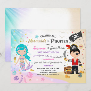 Mermaid Pirate Anniversaire Invitation Fête des fr