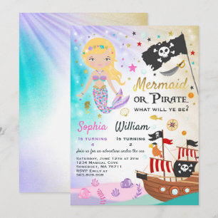 Mermaid Pirate Anniversaire Invitation Fête des fr