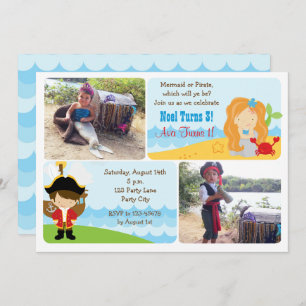 Mermaid Pirate Invitations à l'anniversaire avec p