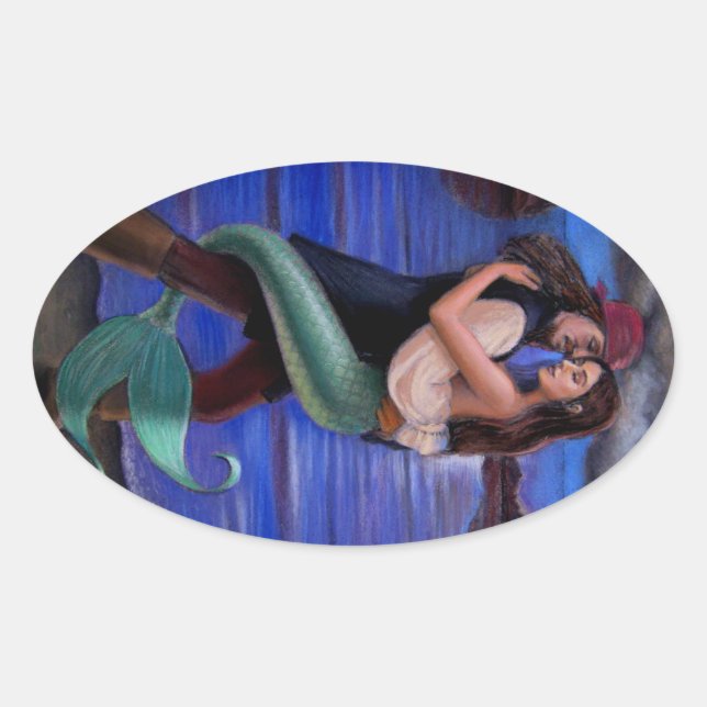 Mermaid & Pirate's Caribbean Love Sticker (Front)