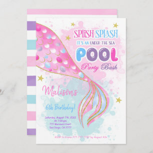 Mermaid & Pool kids Invitation