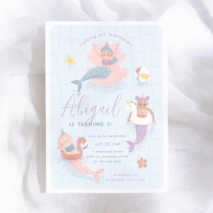 Mermaid Pool Party Birthday Invitation