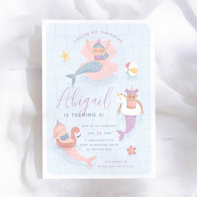 Mermaid Pool Party Birthday Invitation (Creator Uploaded)