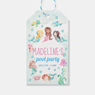Mermaid pool party favor tag, mermaid party gift tags