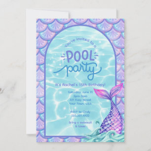 Mermaid Pool Party Invitation