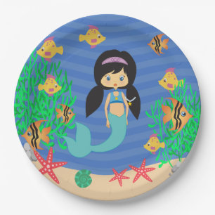 Mermaid Pool Party Paper Plate