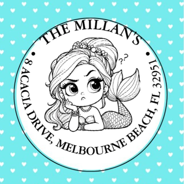 Mermaid Pool Party  theme Self-inking Stamp (Brighten your day with a hilarious mermaid theme self-inking stamp)