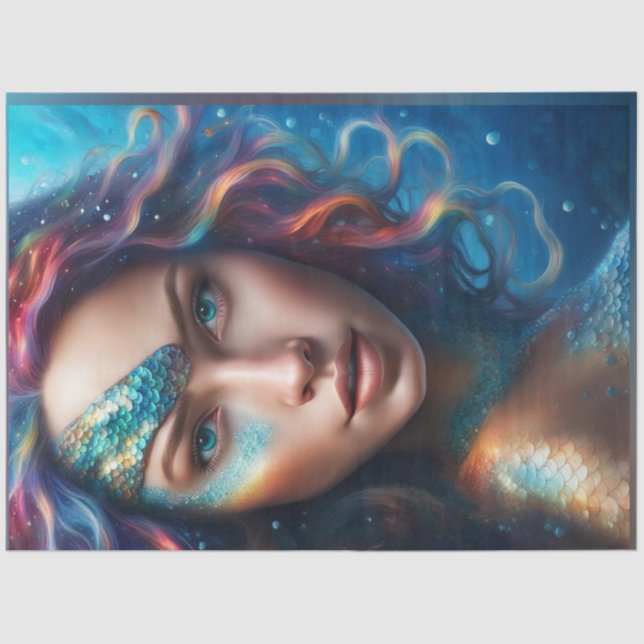 Mermaid Portrait Decoupage Paper (Front)