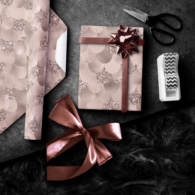 Mermaid Posh Scale | Dusty Terracotta Peach Sheen Wrapping Paper (Creator Uploaded)
