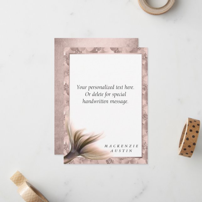 Mermaid Posh Tail | Dusty Terracotta Peach Custom Card (Front/Back In Situ)