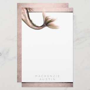 Mermaid Posh Tail   Dusty Terracotta Peach Custom Stationery