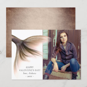 Mermaid Posh Tail Dusty Terracotta Peach Photo Holiday Card