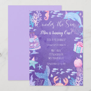 Mermaid près de la mer 1er anniversaire Invitation