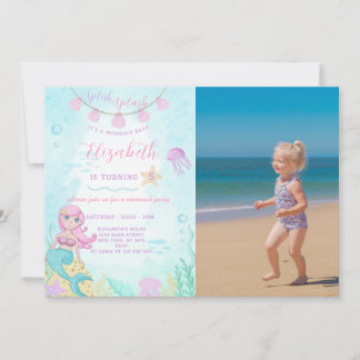 Mermaid Princess Birthday Invitation With photo