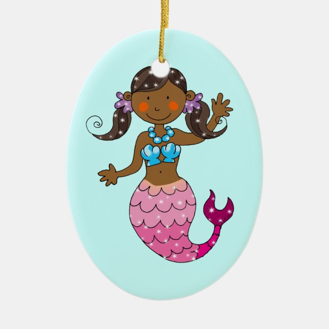 mermaid princess ceramic ornament (Front)