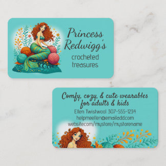 Mermaid princess crochet knitting knitter handspun business card