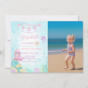 Mermaid Princess Invitation Anniversaire Avec phot