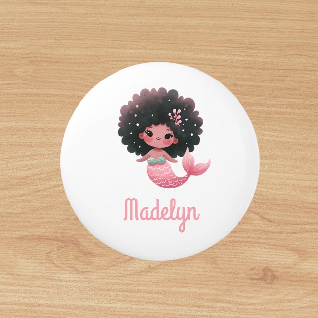 Mermaid princess pink white name ceramic knob (Creator Uploaded)