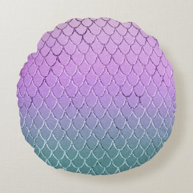 Mermaid Princess Scales 4a Round Pillow (Front)