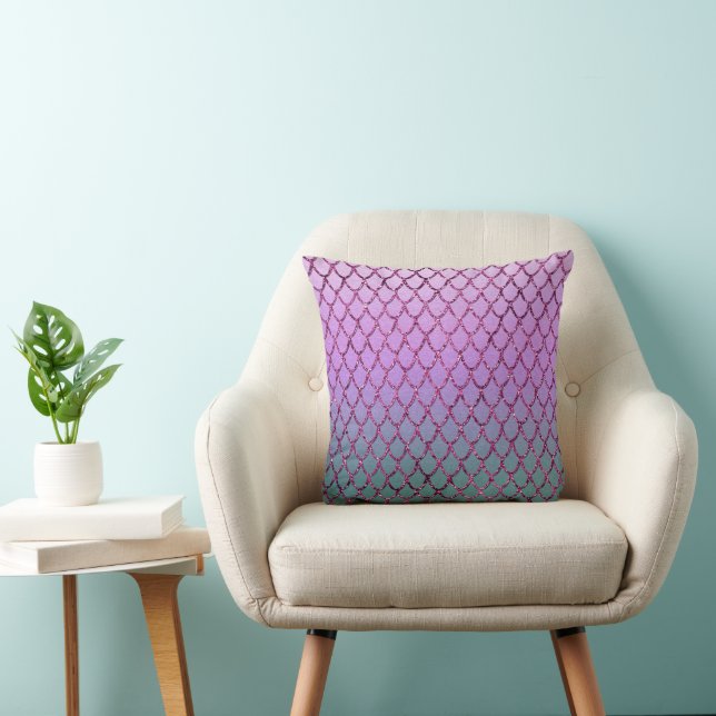 Mermaid Princess Scales 5 Throw Pillow (Chair)