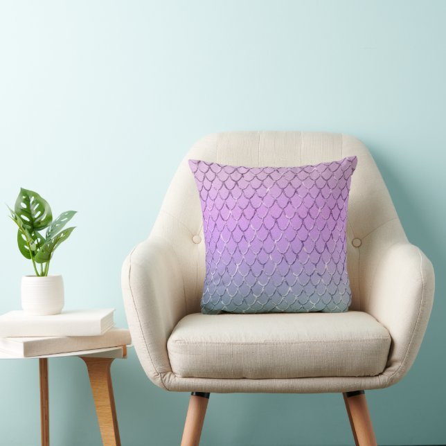 Mermaid Princess Scales 6 Throw Pillow (Chair)