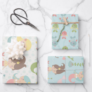 Mermaid Princess Themed Wrapping Paper Sheets