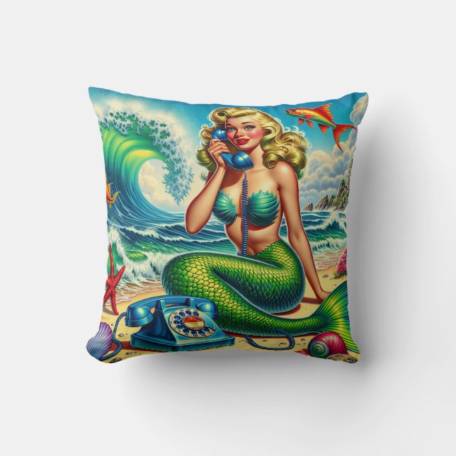 Mermaid Princess Throw Pillow (Front)