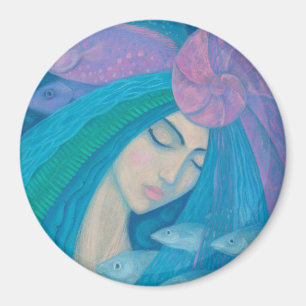 Mermaid Princess, Underwater Fantasy, Pink Blue Magnet