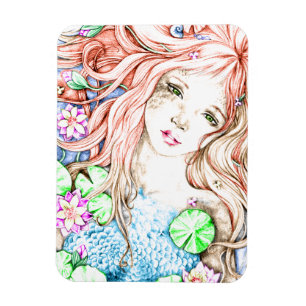 Mermaid Princess Watercolor Magnet