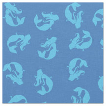 Mermaid Print Fabric Blue