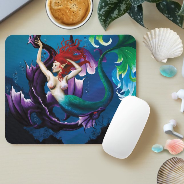 Mermaid Purple Dragon Friendship Fantasy Mouse Pad (Creator Uploaded)