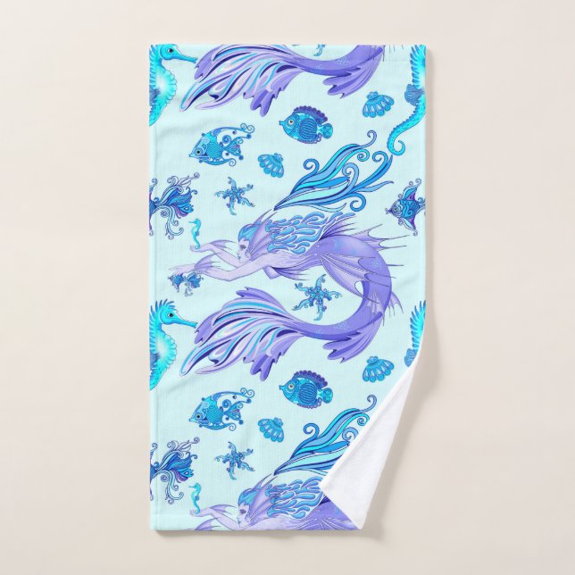 Mermaid Purple Fairy Creature Bath Towel Set (Hand Towel)