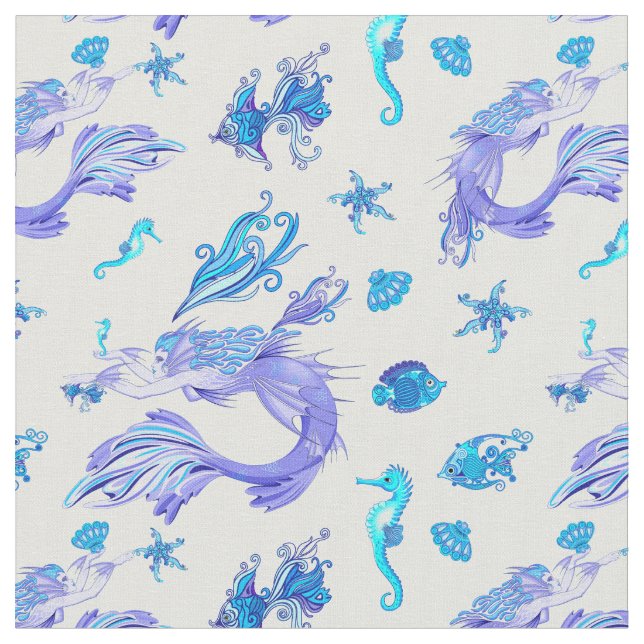 Mermaid Purple Fairy Creature Fabric (Close Up)