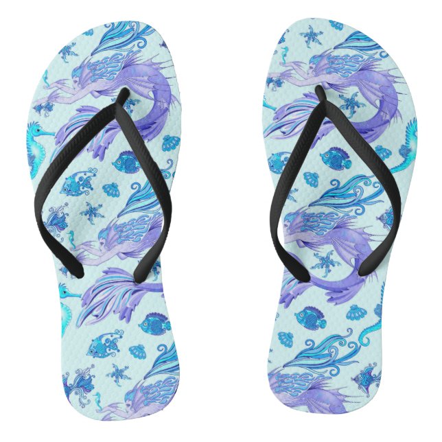 Mermaid Purple Fairy Creature Flip Flops (Footbed)