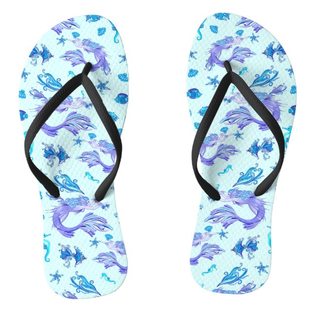 Mermaid Purple Fairy Creature Flip Flops (Footbed)