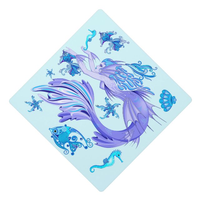 Mermaid Purple Fairy Creature Graduation Cap Topper (Front)