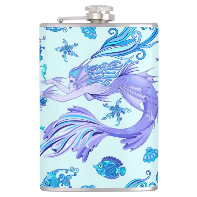 Mermaid Purple Fairy Creature Hip Flask (Front)